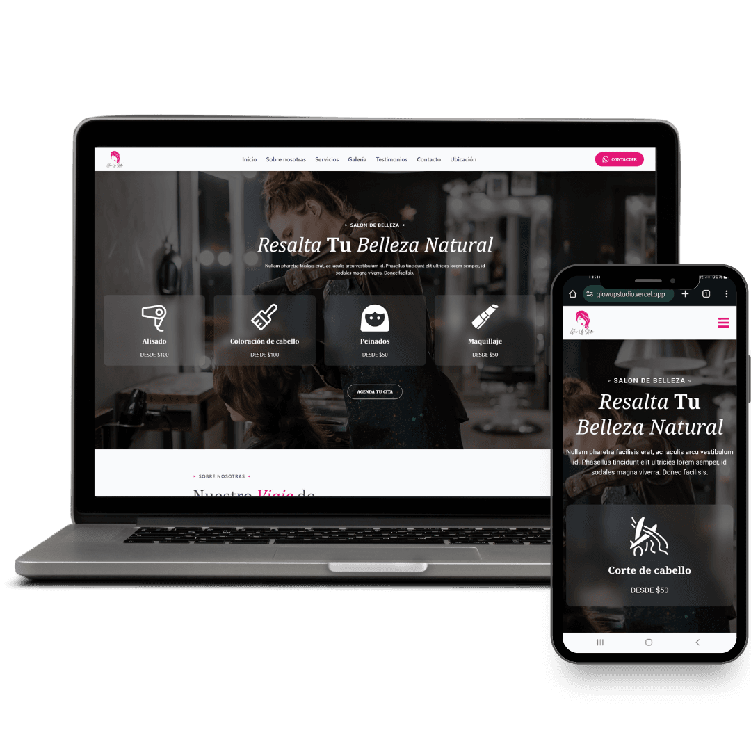 Landing page ideal para salones que buscan agendar citas, mostrar servicios y atraer más clientas por redes sociales.