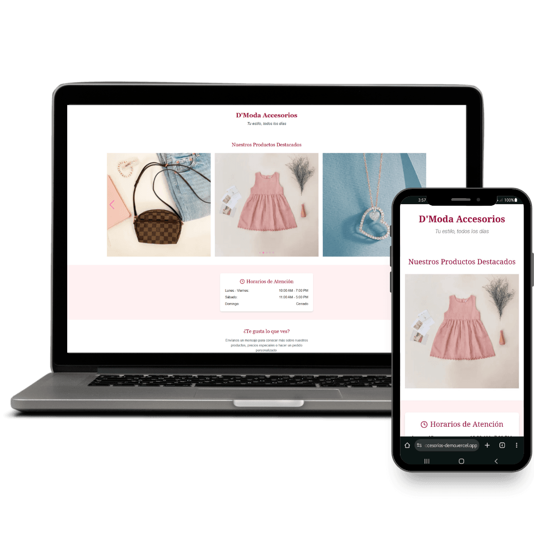 Página profesional de una sola sección para negocios que quieren presencia sencilla y efectiva en línea.